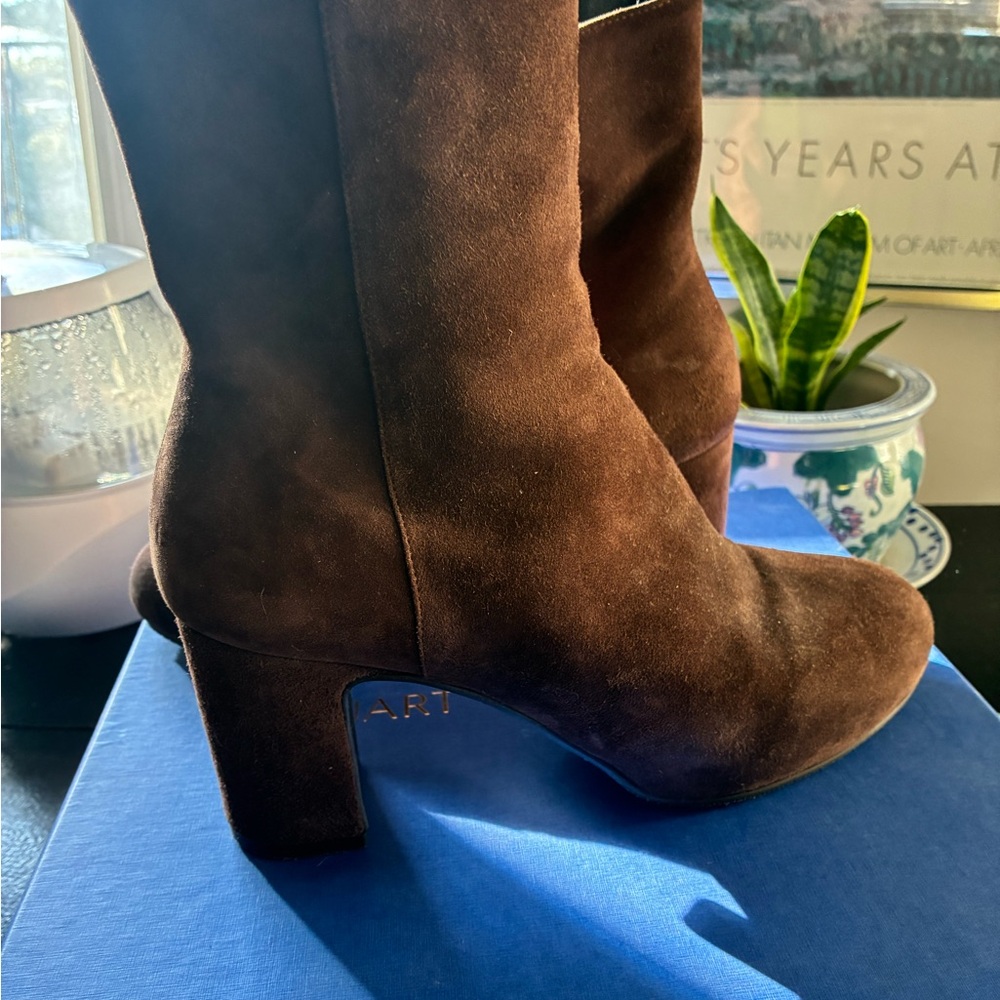 Stuart Weitzman Gianella Walnut Brown Suede Ankle Boots 38.5